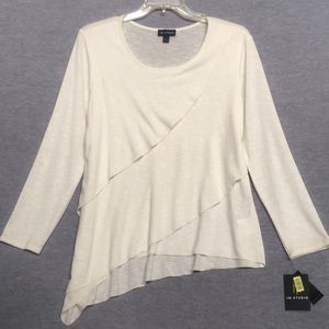 I. N. STUDIO NWT Lightweight Asymmetrical Flounce Front Spring Summer Tunic Top